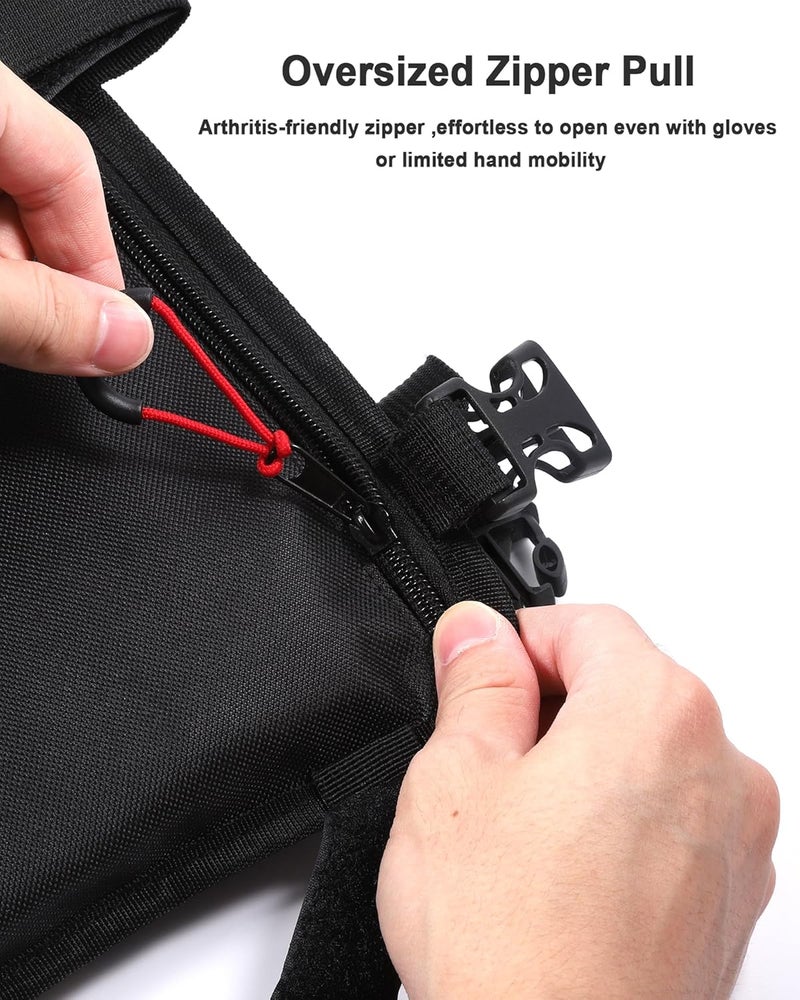 LIGHTMEUP Wheelchair Side Bag with Cup Holder - Wheelchair Armrest Pouch Accessories for Adults, Storage Bags to Hang on Side Oversized Zipper Pull for Electric Wheelchair Walker Rollator Scooter - Image 5